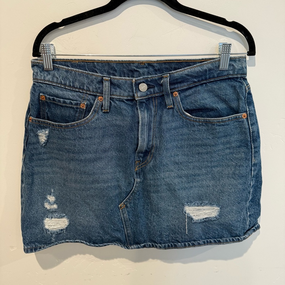 Levi’s Deconstructed Denim Distressed Mini Skirt Womens Size 30 Classic Casual